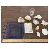 Earrings, sea shells, basket