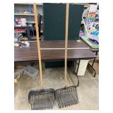 2 horse manure forks plastic