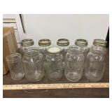 9 qt canning jars, 1 jelly jar