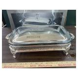 New silver plated food warmer, boxes rough been