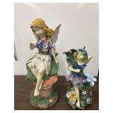 2 ceramic lawn statues 19" & 13" tall