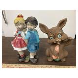 2 ceramic lawn statues 11" tall