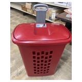 Laundry hamper on wheels, lid cracked & wash