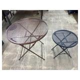 2 folding metal tables, large is 28" x 28"H, 18"
