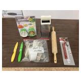 Cookie shooter, rolling pin, thermometer knives,