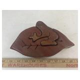 Frog on leaf wooden trinket puzzle box