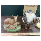 8" chubby cowboy Santa & ceramic deers