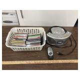 Radio/CD player and basket of cds