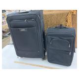 2 pc luggage on wheels, large samsonite, smaller