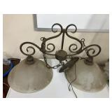 Vintage hanging chandilier, glass shades