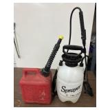 Sprayer & gas can, each 1 gallon