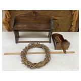 Wood shelf towel rack, candle wall hanger, wreath