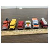 6 Matchbox vehicles, 1 is  Peterbilt tow truck,