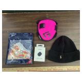 3 Reebok face masks, suunto compass, knit hat, 1