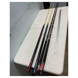 4 pool Cues, 2 Mike Massey Billiards Graphite,