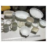 2 boxes of milk glass