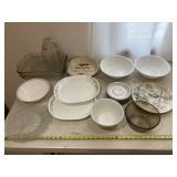 Lot of cookware & Dishes, pryrex, corelle, Anchor