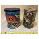 Looney Tunes Tin w/puzzle & M&M candy tin, empty