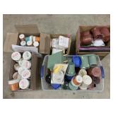 Matcha kits, left over cups, bathroom dispensers