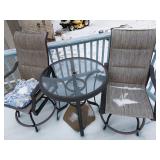 Patio table with chairs and lounge,