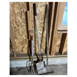 Shovel, rake, potato fork