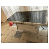 Wicker glass top table, 28 x 47x 29 tall