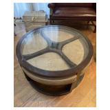 40 in. round table w/ 4 stools that fit in it,