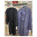 2 long/trenchcoats, 1 black, silk, size L,USA made