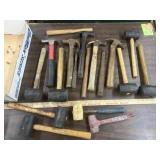 Box claw and rubber mallet hammers