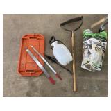 1 gal multi sprayer, weed wacker , knee tray &