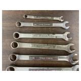 9 Craftsman open and box end wrenches, incomplete