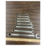 8 Craftsman open and box end wrenches, incomplete