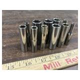 11 piece Craftsman 1/4 in drive deep sockets,