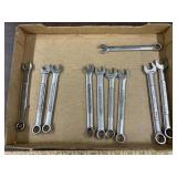 10 Craftsman open and box end wrenches, metric,