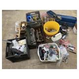 misc lot of harware,caulking gun, jug surface seal