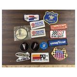 11 Vintage cloth patches & 3 car symbols