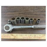 9 pc S-K  1/2" drive sockets & extention w/ratchet