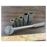 5  S-K  SAE deep sockets & ratchet