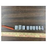 9 Craftsman 12pt 3/8 in drive sockets, 9mm-19mm
