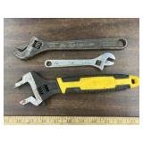 3 adjustable wrenches, 1 stanley & 2 Willliams