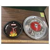 Hot Rod magazine & hubcap homemade clocks,untested