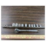 Craftsman 3/8 in drive ratchet and 10 sockets size