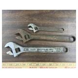 3 adjustable wrenches - (1) 6 in, (2) 10 in