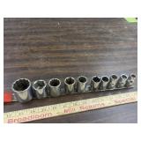 10 pc set of sae 1/2" Craftsman sockets