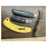 3 utility knives & 1  hook knife