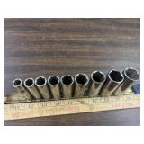 Craftsman 9 pc 3/8 SAE drive deep sockets 3/8 -7/8