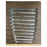 11 pc Snap-On wrenches, 3/8 to 1"