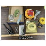 Lot with pipe bender, rope, coupling tool & more