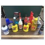 Box of car engine maintenance items, all full