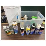 Tote of various kinds of cleaning procducts